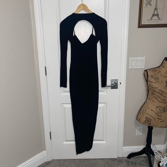 HELMUT LANG SCALA MIDI DRESS BASALT BLACK {$395} Spaghetti Strap Longsleeve Sm - Picture 8 of 10